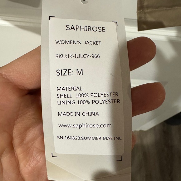 SaphiRose Women's Tan Plaid Lined Hooded Raincoat Jacket Size M - Picture 9 of 10